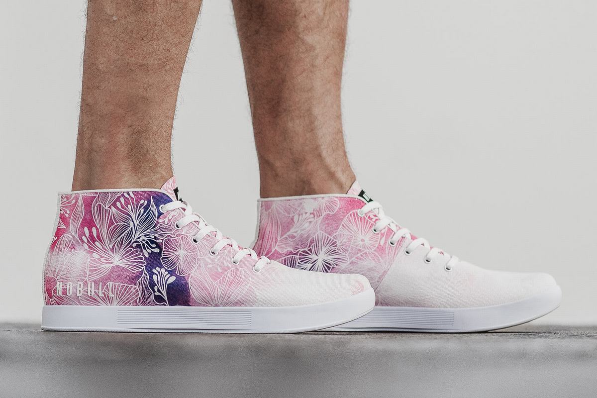 Nobull Canvas Mid Men's Trainers Pink White | Australia (XA3897)